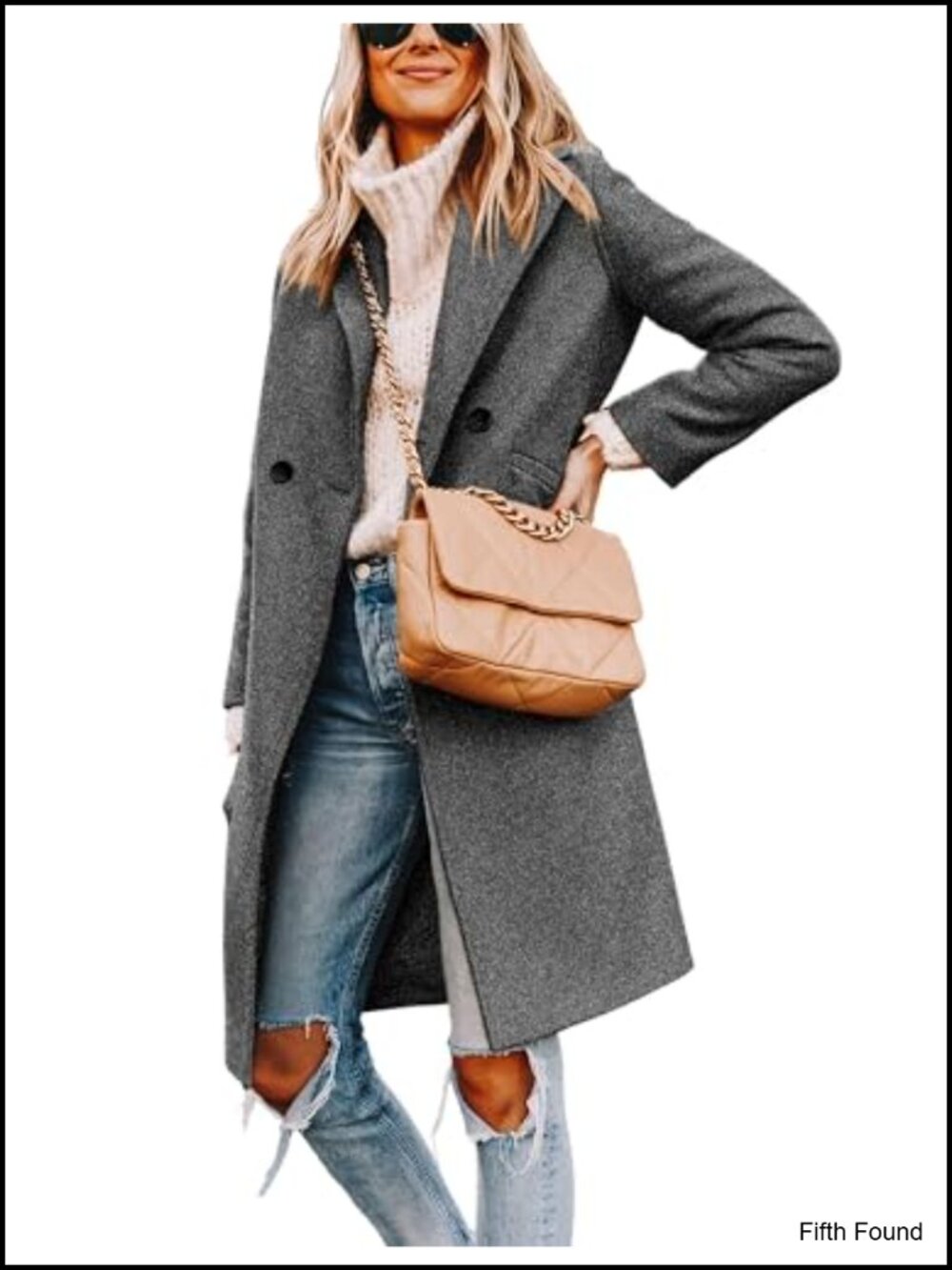 Wool Blend Peacoat Notch Lapel Double-Breasted Winter Coat